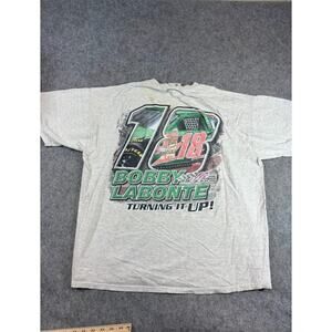 Vintage 90s NASCAR Bobby Labonte #18 Shirt Mens XL Gray Racing Team Streetwear